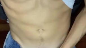 man has fun whit his big cock cum shot
