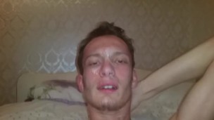 Exploding a load on my face (self facial)