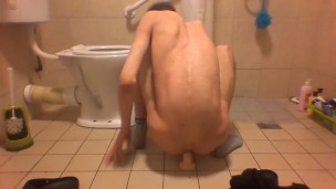 Very horny skinny teen fucks a dildo (very hot)