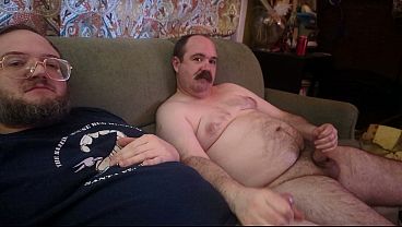 “Pulled Pork” – Hot bear Rusty Piper and sexy Mister Moustache Don K Dick jerk off their fat hairy cocks with some gay handjob action then Rusty stands up and sprays ghost cum all over Don